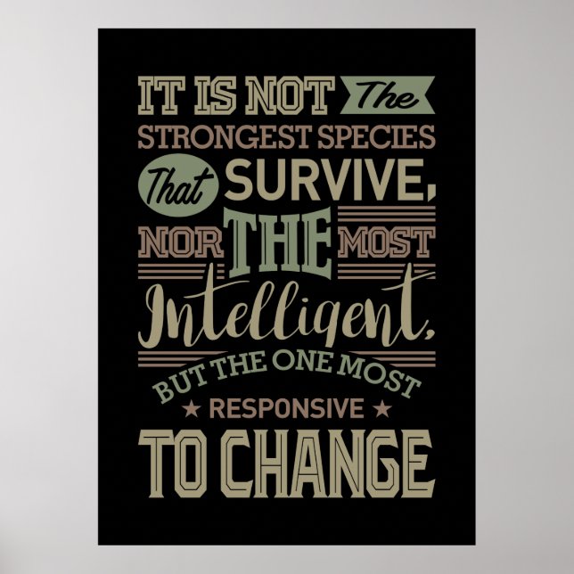 Affiche Ce N'Est Pas L'Espèce La Plus Forte Qui Survit (Devant)