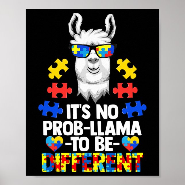 Affiche Ce n'est pas Prob-llama d'être différent Autisme F (Devant)