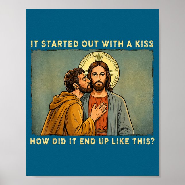 Affiche Ce n'était qu'un baiser jesus &amp; judas meme drô (Devant)
