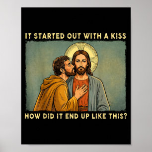 Affiche Ce n'était qu'un baiser jésus & judas mème drôle