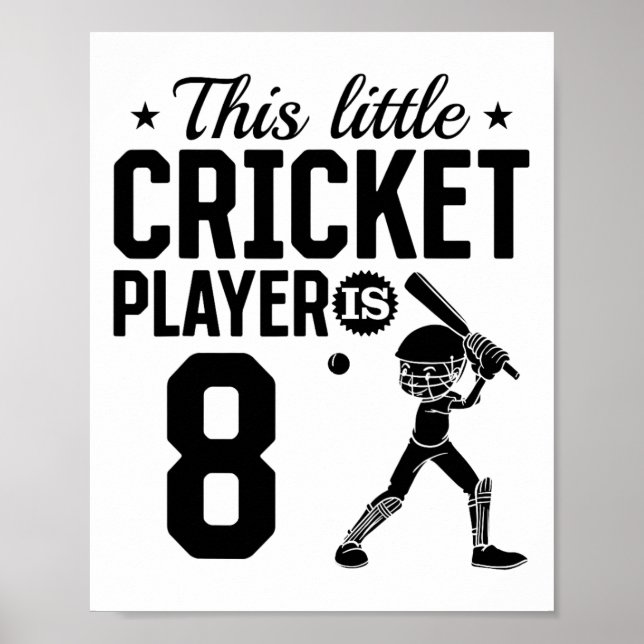 Affiche Ce petit joueur de cricket a 8 ans - 8e anniversai (Devant)