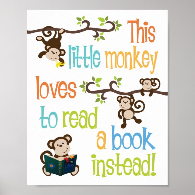 Affiche Ce Petit Singe Aime Lire (Devant)