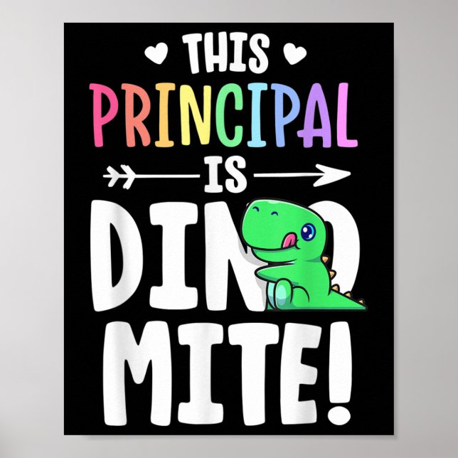Affiche Ce Principal Est Professeur Dynamique Dinosaur Pun (Devant)