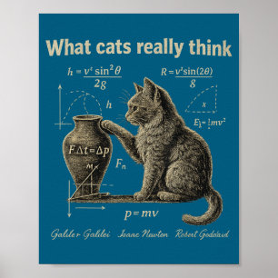 Affiche Ce que les chats pensent drôle science chat vintag