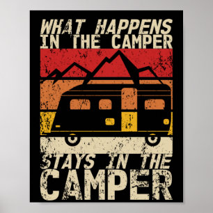 Affiche Ce Qui Se Passe Dans Camper Caravan Camping Retro