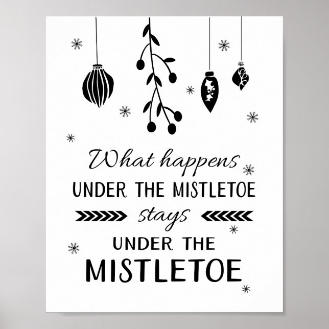 Affiche Ce Qui Se Passe Sous Le Mistletoe Reste Noël (Devant)