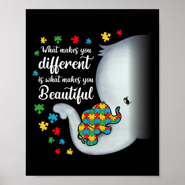 Affiche Ce qui vous rend différent Éléphant Autism Maman G (Devant)