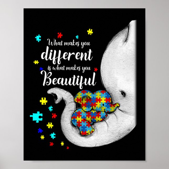 Affiche Ce qui vous rend différents éléphant maman Autisme (Devant)