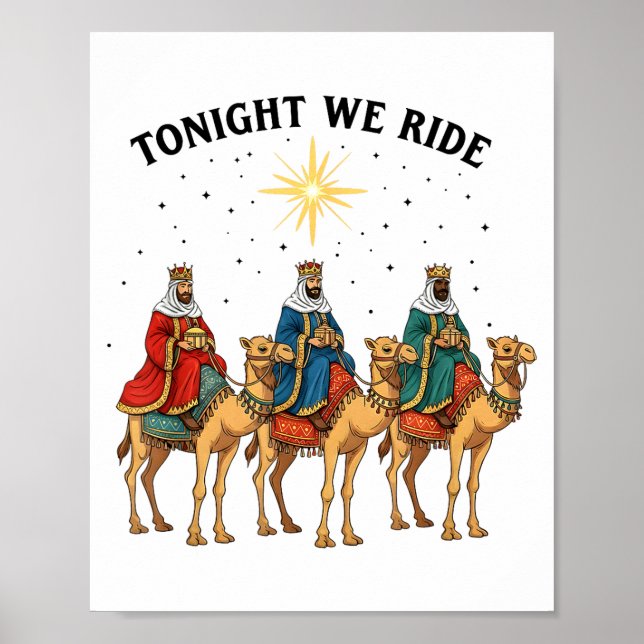 Affiche Ce soir nous chevauchons Noël, 3 Rois Mages drôle  (Devant)