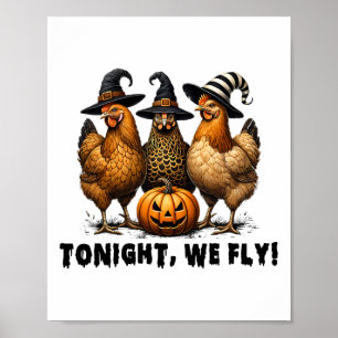 Affiche Ce Soir, Nous Volons Halloween Poulet Chute Animau