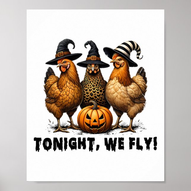 Affiche Ce Soir, Nous Volons Halloween Poulet Chute Animau (Devant)