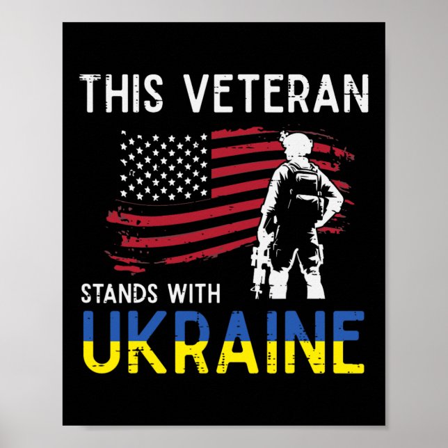 Affiche Ce vétéran se tient avec le soutien du drapeau Ukr (Devant)