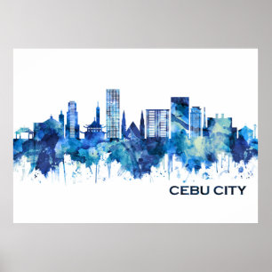 Affiche Cebu City Philippines Skyline Blue
