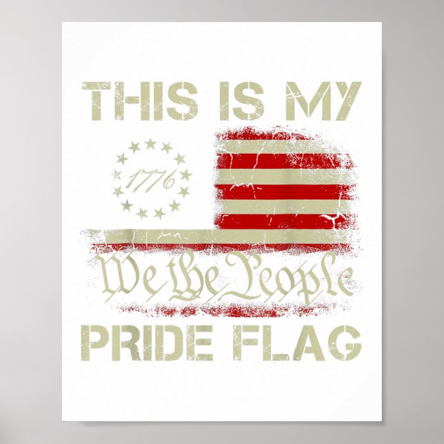 Affiche Ceci Est Mon Drapeau De Fierté Usa Américain 4 Jui (Devant)