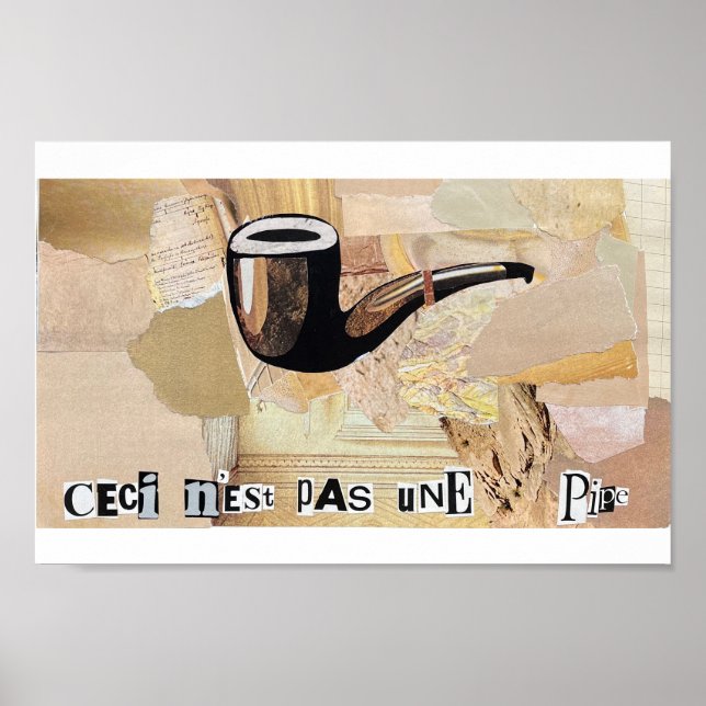 Affiche "Ceci n'est pas une pipe" imprimé collage inspiré (Devant)