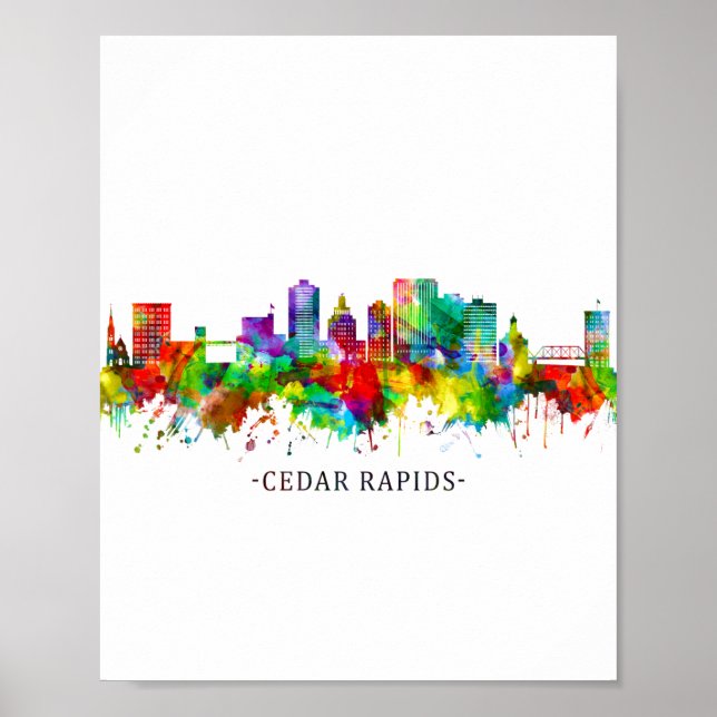 Affiche Cedar Rapids Iowa Skyline (Devant)