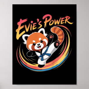 Affiche Ceinture bleue de karaté taekwondo Power Red Panda