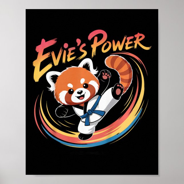 Affiche Ceinture bleue de karaté taekwondo Power Red Panda (Devant)