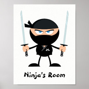 Affiche Ceinture noire personnalisée Ninja Guerrier deux K