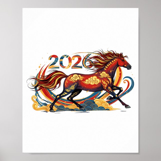 Affiche Celebrate 2026 Year Of The Horse Lunar New Year Te (Devant)