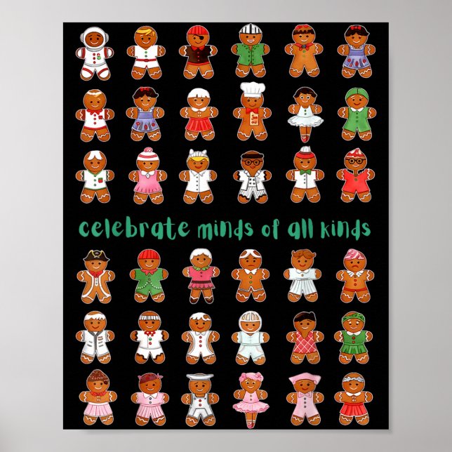 Affiche Celebrate Minds Of All Kinds Gingerbread Autism Aw (Devant)