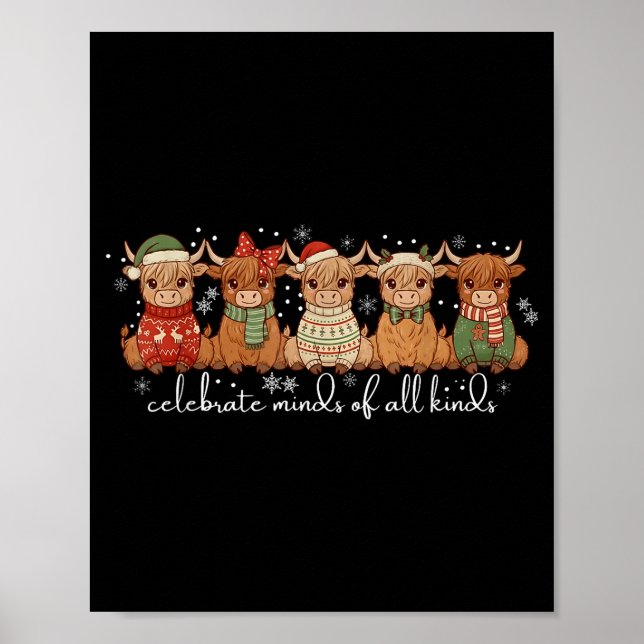 Affiche Celebrate Minds Of All Kinds Highland Cow Sped Tea (Devant)