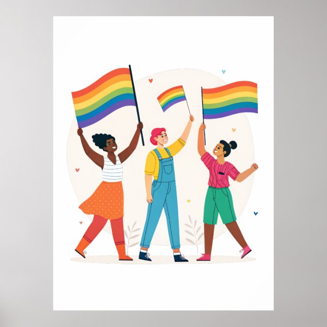Affiche Celebrating LGBTQIA+ Unity with Pride Flags (Devant)