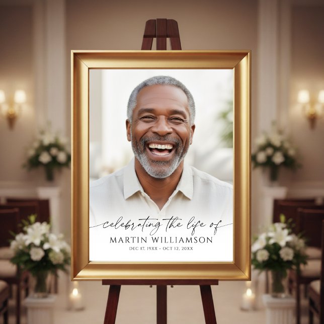 Affiche Celebrating the Life Photo Modern Script Memorial (Créateur téléchargé)