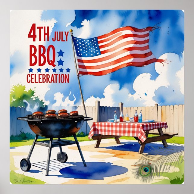 Affiche Célébration Bold 4 juillet BBQ (Devant)
