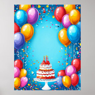 Affiche Célébration d'anniversaire festive avec ballons