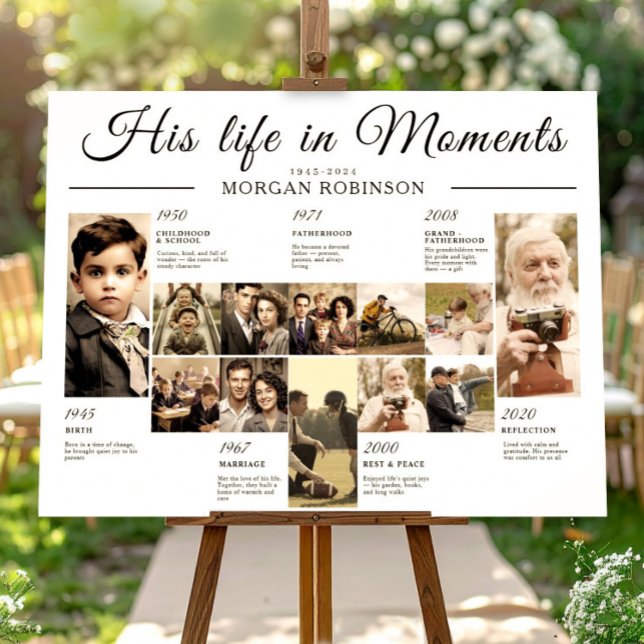 Affiche Célébration de la chronologie de la vie funéraire  (Funeral Photo Memory Timeline Board Poster, Memorial Gift Idea, Celebration of Life Decor)