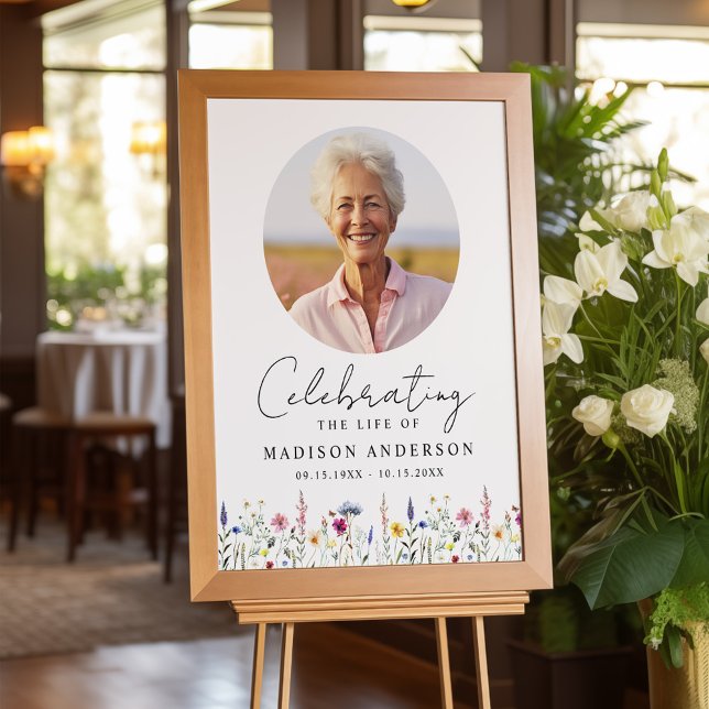 Affiche Célébration de la vie avec photo de crème de fleur (Créateur téléchargé)