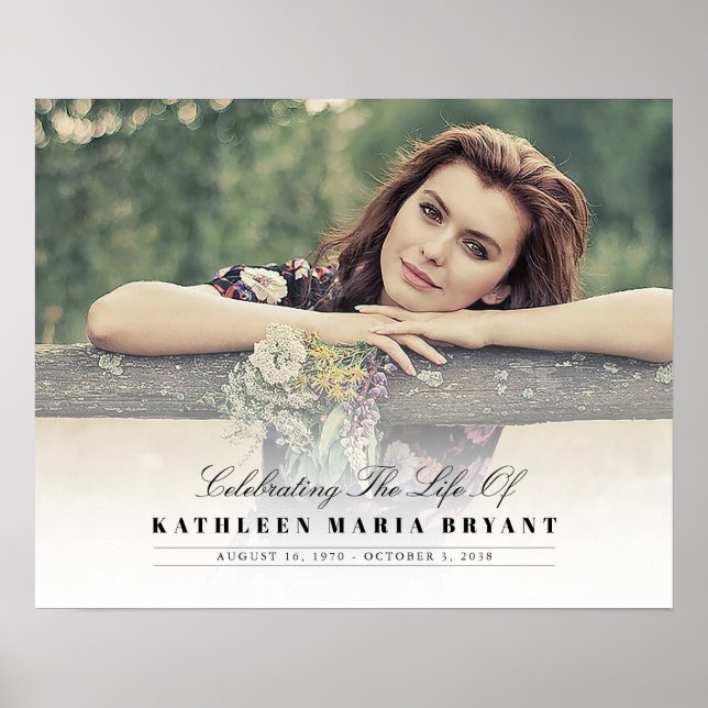 Affiche Célébration de la vie avec photo de funérailles ho (Devant)