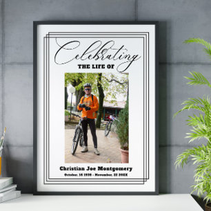 Affiche Célébration de la vie Black Photo Funeral