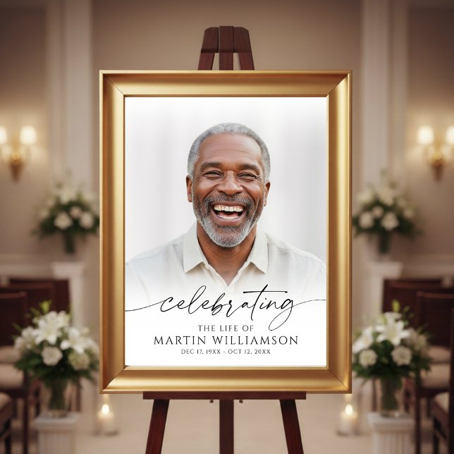 Affiche Célébration de la vie de Nom Photo Script Mémorial (Créateur téléchargé)
