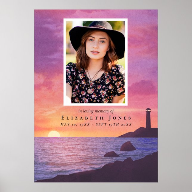 Affiche Célébration de la vie du phare au coucher du solei (Devant)