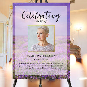 Affiche Célébration de la vie Fleur de Lavande Photo Funér