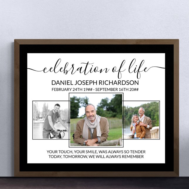 Affiche Célébration de la vie Photo Collage Mémorial Verse (Funeral memorial poster to order professionally printed or as a printable digital download)