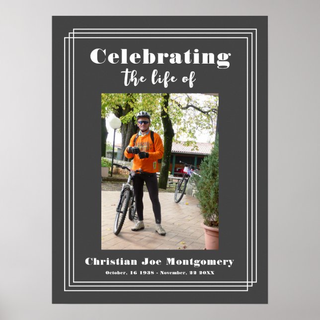 Affiche Célébration de la vie Photo d'obsèques grise (Devant)