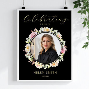Affiche Célébration de la vie Photo Fleurs Mémorial Funéra