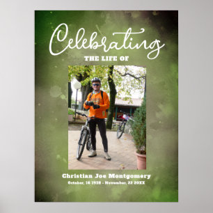 Affiche Célébration de la vie Photo Funérailles Verte