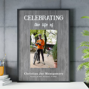 Affiche Célébration de la vie Photo Grey Wood Funérailles
