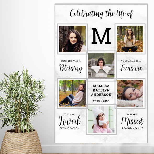 Affiche Célébration de la vie Photo Mémorial Funéraire Uni (Créateur téléchargé)