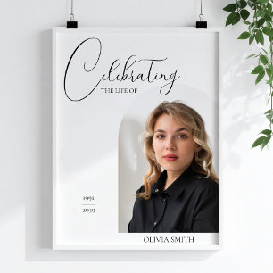 Affiche Célébration de la vie Photo Script minimaliste Mém