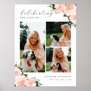 Affiche Célébration de la vie Rose floral Photo Panneau de