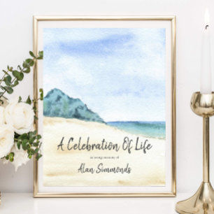 Affiche Célébration de la vie scène de plage à l'aquarelle