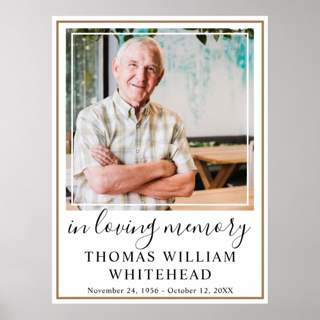 Affiche Célébration de la vie simple cadre photo or (Devant)