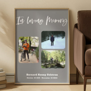 Affiche Célébration de la vie Trois Photos Funérailles
