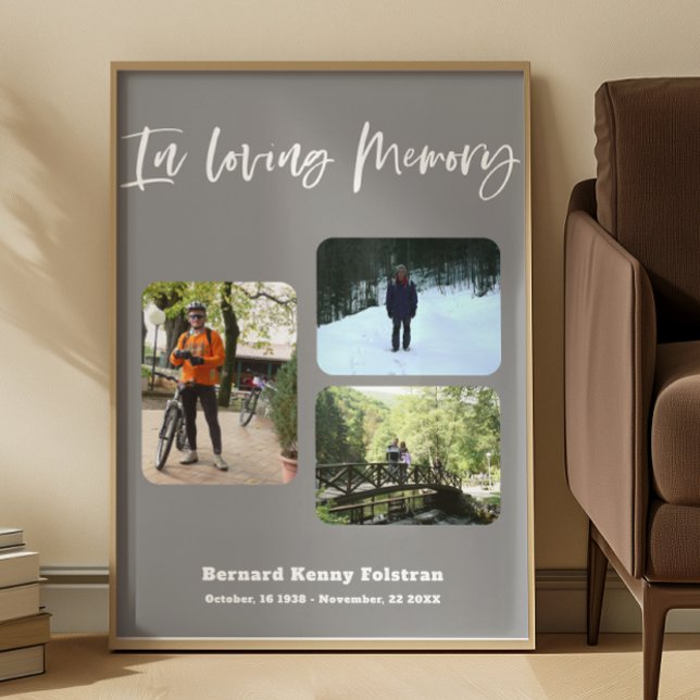 Affiche Célébration de la vie Trois Photos Funérailles (Créateur téléchargé)