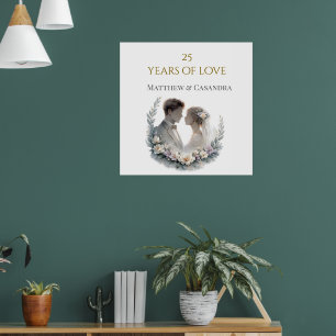 Affiche Célébration de l'anniversaire de mariage de 25 ans